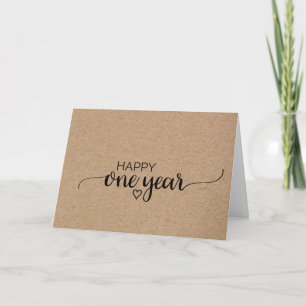 Simple Faux Kraft Calligraphy Ett år Kort