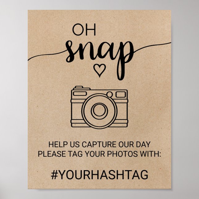 Simple Faux Kraft Calligraphy Oh Snap Sign Poster (Framsidan)