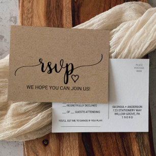 Simple Faux Kraft Calligraphy Sång Request OSA Inbjudan Vykort
