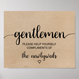 Simple Faux Kraft Gentlemen Bathroom-signatur Poster