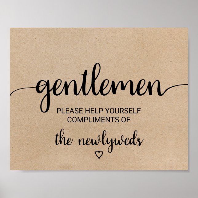 Simple Faux Kraft Gentlemen Bathroom-signatur Poster (Framsidan)