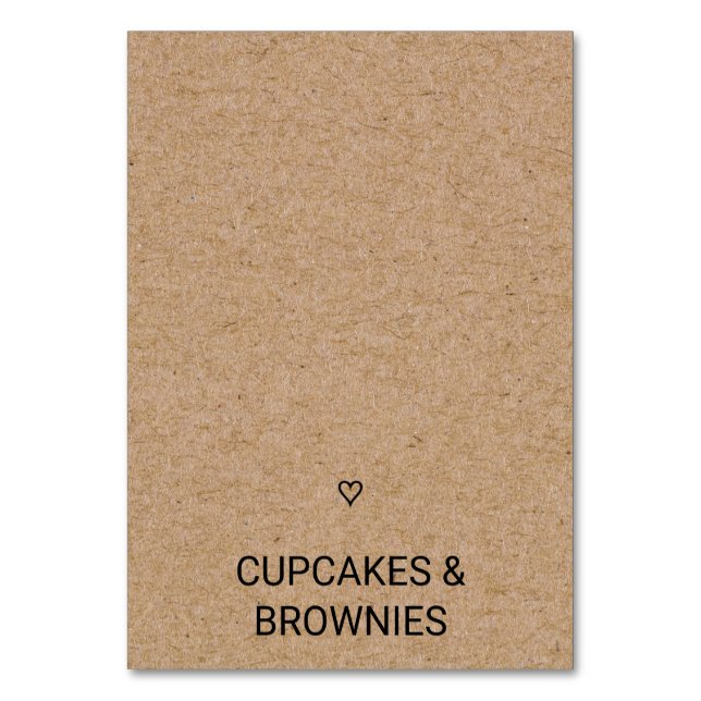 Simple Faux Kraft med Heart Food Tält Card Bordsnummer (Framsidan)