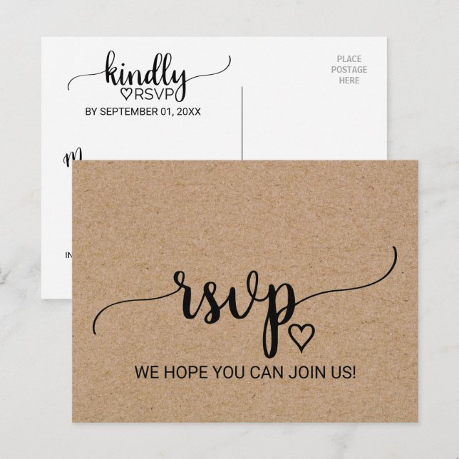 Simple Faux Kraft Menu Choice OSA Postcard Inbjudan Vykort (Fram/baksida)