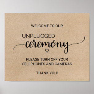 Simple Faux Kraft Unplugged Ceremony Sign Poster