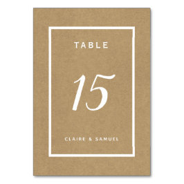 Simple Faux Rustic Kraft Bröllop Bordsnummer