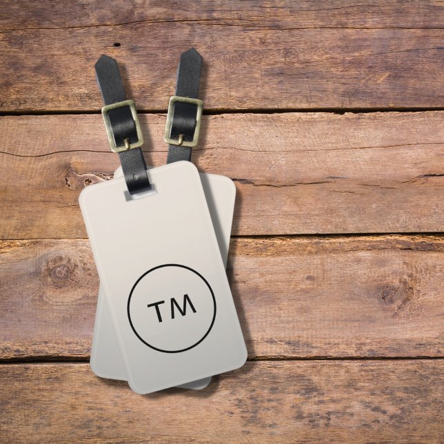 Simple Faux Silver Black Bold Monogram Bagagebricka (Skapare uppladdad)