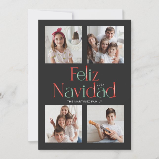 Simple Feliz Navidad Black White Card Kort (Framsida)