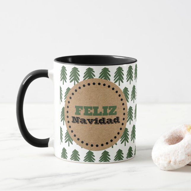 Simple Feliz Navidad Julgran Mugg (Med munk)