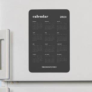 SImple fet 2024-Mörkens Grått-kalender Magnet