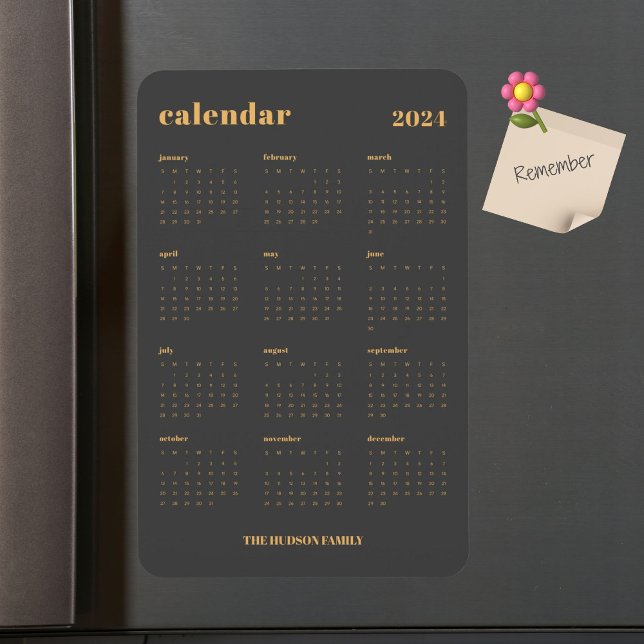 SImple fet 2024-Mörkens Grått-kalender Magnet (Skapare uppladdad)