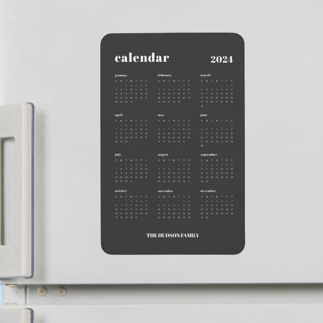 SImple fet 2024-Mörkens Grått-kalender Magnet (Skapare uppladdad)