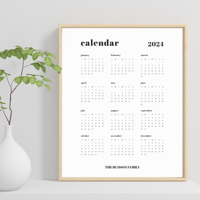 SImple fet | Svartvit kalender för 2024 Poster (Skapare uppladdad)