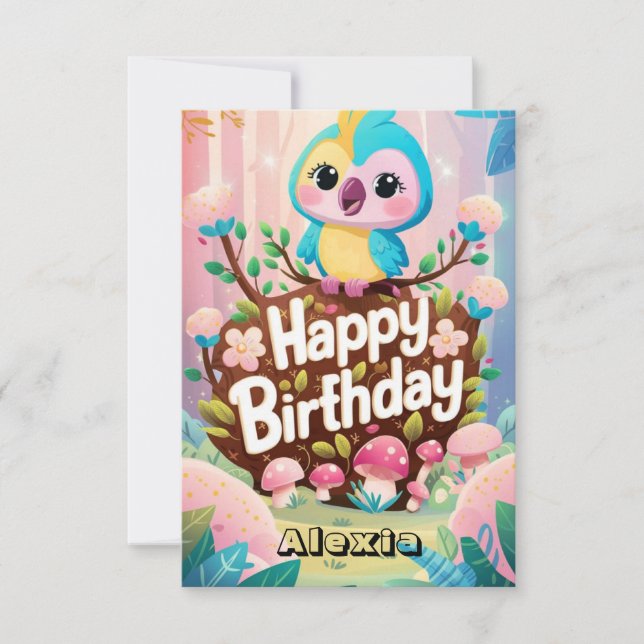 Simple Fiesta Parrot Digital Birthday Kort (Framsida)