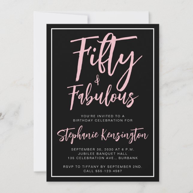 Simple Fifty Fabulous Modern 50th Birthday Party Inbjudningar (Framsida)