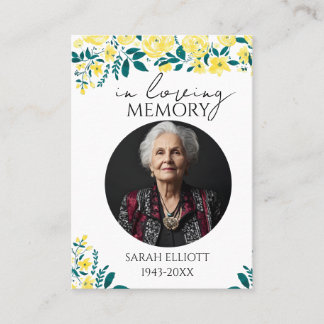 Simple floral Funeral Memorial Prayer Photo Card Visitkort