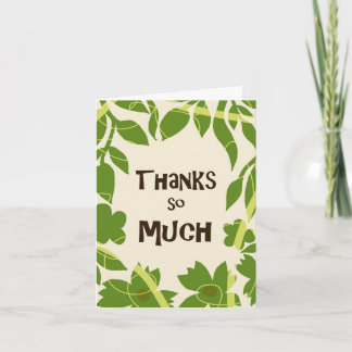 Simple Floral Green leaves Thank You Card Anteckningskort