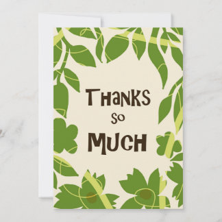 Simple Floral Green leaves Thank You Card Inbjudningar
