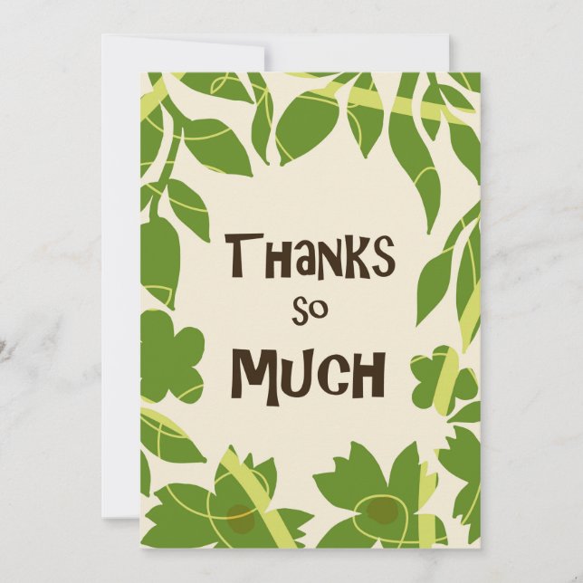 Simple Floral Green leaves Thank You Card Inbjudningar (Framsida)