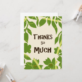 Simple Floral Green leaves Thank You Card Inbjudningar