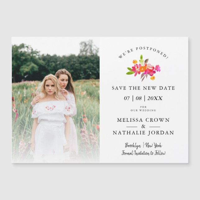 Simple Floral LGBT Engaged Couple Change Date (Framsida)