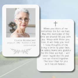 Simple Floral Photo Cross Prayer Card Visitkort