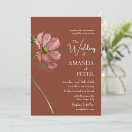 Simple Floral Terracotta Wedding Inbjudningar