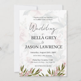 Simple flower Black & White Wedding Invitation Inbjudningar