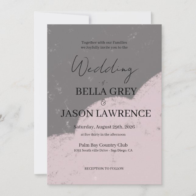 Simple flower Black & White Wedding Invitation Inbjudningar (Framsida)