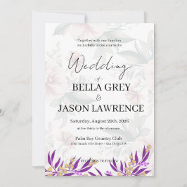 Simple flower Black & White Wedding Invitation Inbjudningar