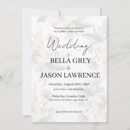 Simple flower Black & White Wedding Invitation Inbjudningar