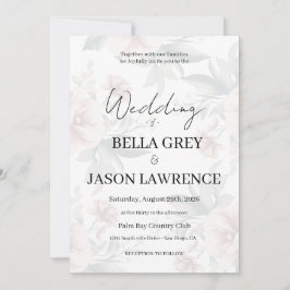Simple flower Black & White Wedding Invitation Inbjudningar