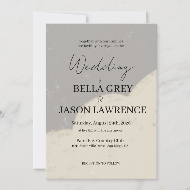 Simple flower Black & White Wedding Invitation Inbjudningar (Framsida)