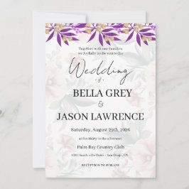 Simple flower Black & White Wedding Invitation Inbjudningar