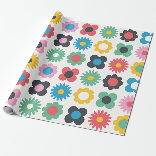 Simple flower seamless pattern design. Scandinavia Presentpapper (Utrullad)