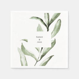 Simple Foliage Bröllop Anpassningsbar Cocktail Pappersservett