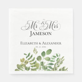 Simple Foliage, mr. & Mrs Wedding Reception Pappersservett