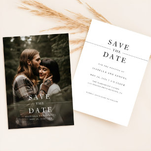 Simple Forest Boho Photo Bröllop spara datum Inbjudningar