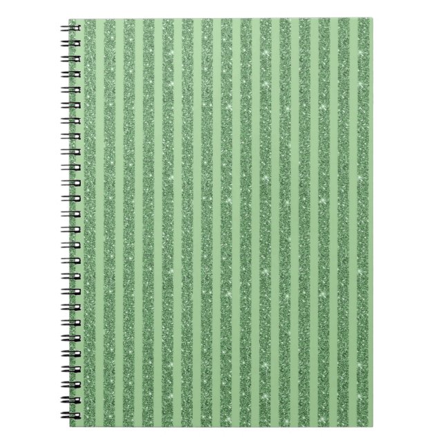 Simple Forest Green Glitter Style Vertical Stripes Anteckningsbok (Framsidan)
