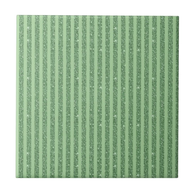 Simple Forest Green Glitter Style Vertical Stripes Kakelplatta (Framsidan)
