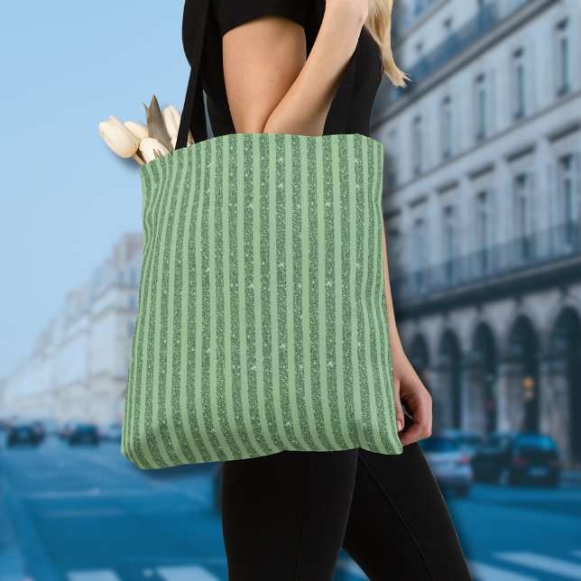 Simple Forest Green Glitter Style Vertical Stripes Tygkasse (Skapare uppladdad)
