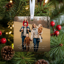 Simple Full Bleed Photo Merry Christmas Holiday Julgransprydnad Keramik