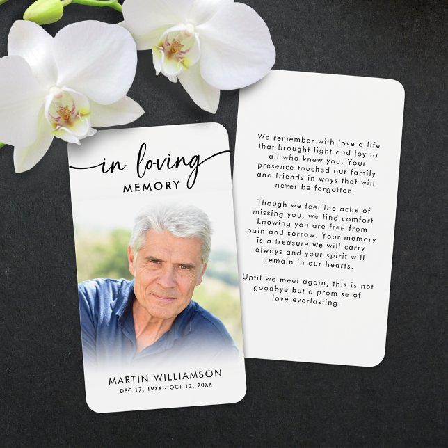 Simple Funeral In Memory Photo Prayer Card Visitkort (Skapare uppladdad)