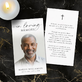 Simple Funeral Memorial Photo Cross Prayer Card Visitkort