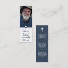 Simple Funeral Memorial Prayer Photo Bookmark Card Mini Visitkort