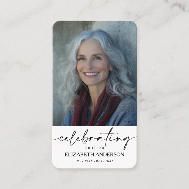 Simple Funeral Memorial Prayer Photo Card Visitkort (Framsida)