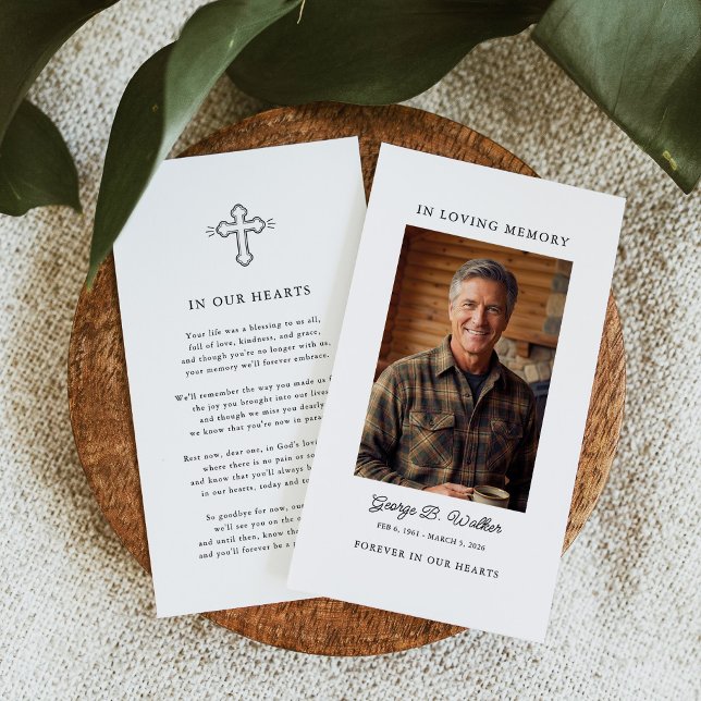 Simple Funeral Memorial Prayer Photo Card Visitkort (Skapare uppladdad)