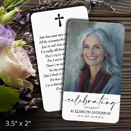 Simple Funeral Memorial Prayer Photo Card Visitkort