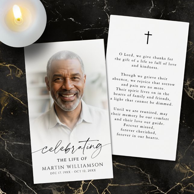Simple Funeral Photo Cross Sympathy Prayer Card Visitkort (Skapare uppladdad)
