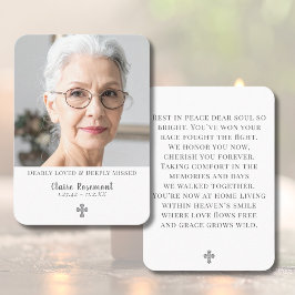 Simple Funeral Photo Prayer Card Visitkort