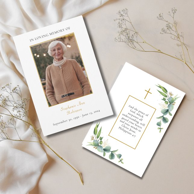 Simple Funeral Sympathy Memorial Prayer Photo Card (Skapare uppladdad)